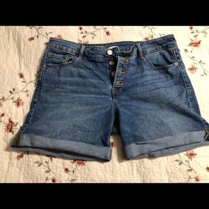 High Waisted Multi Button Jean Shorts